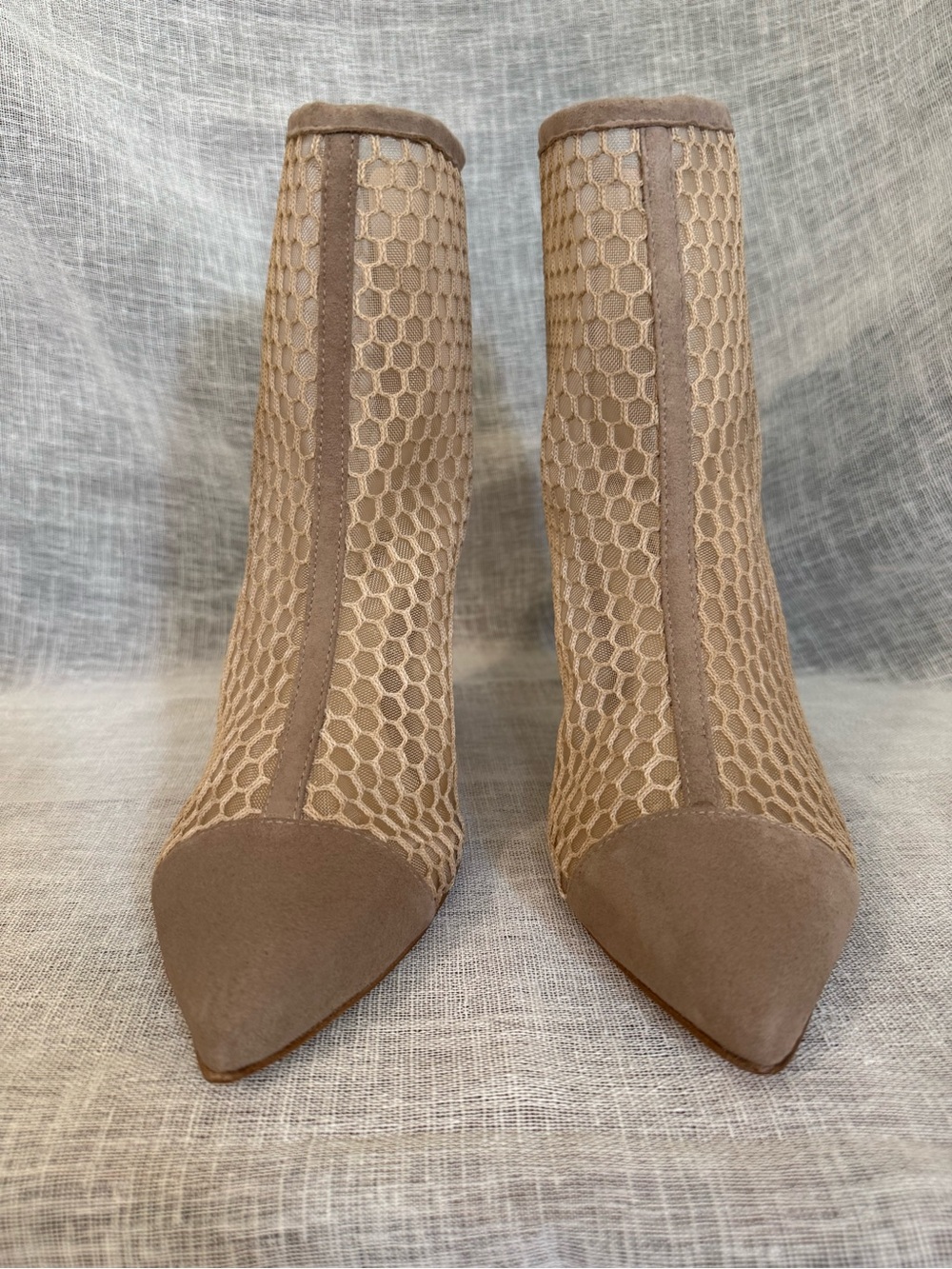 L’agence Taupe Suede and Mesh Pointed-Toe Ankle Boots size 9